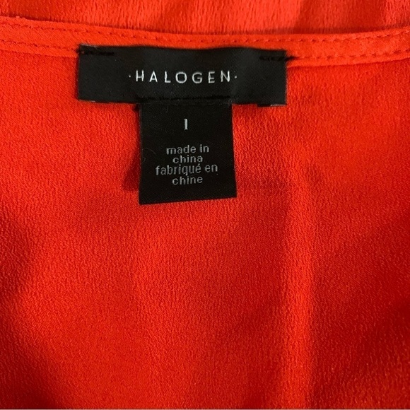 Halogen NWT Twist Detail Sleeveless Top Silky Feel Material Orange Rumba Size L - Picture 7 of 11